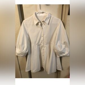 co collection poplin shirt blouse sz s